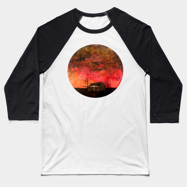 Red Starry Skies Baseball T-Shirt by amyliafaizalart